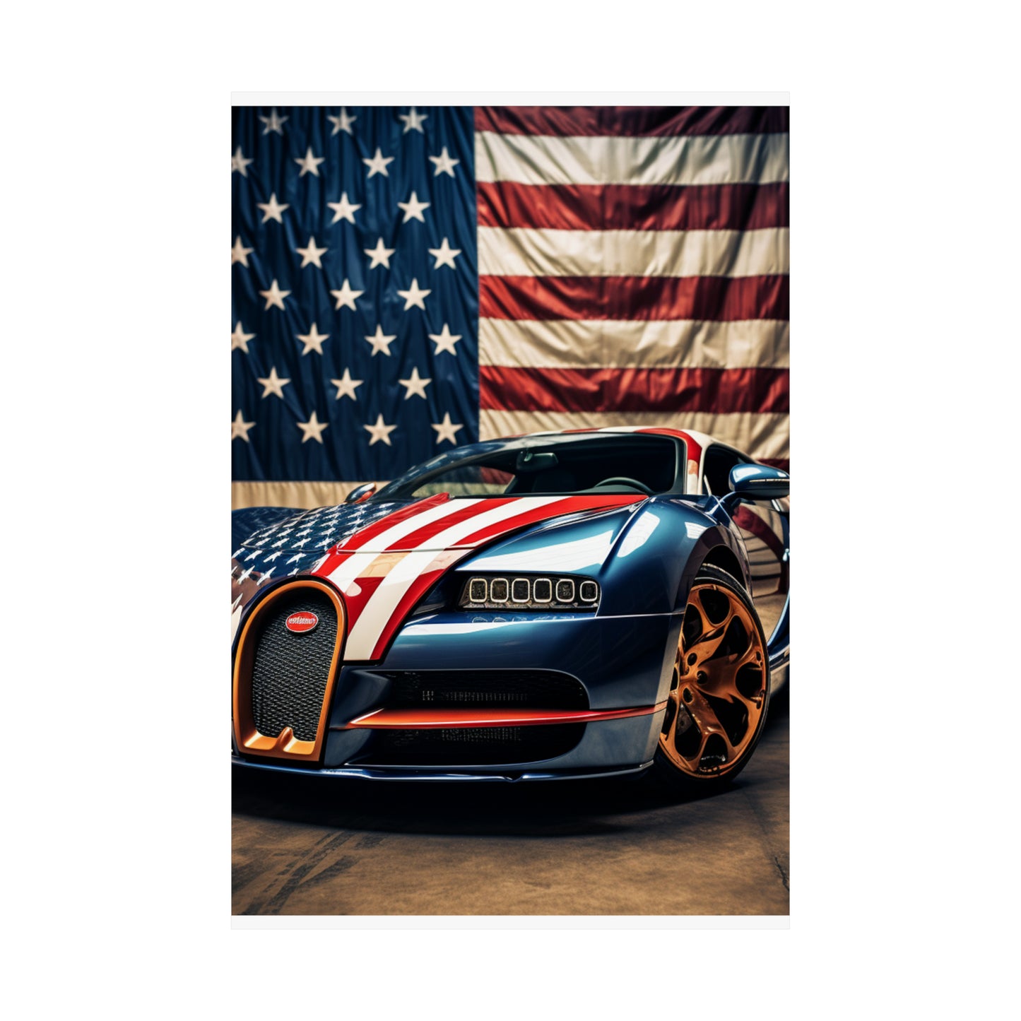 Premium Matte Vertical Posters Bugatti Flag American 4