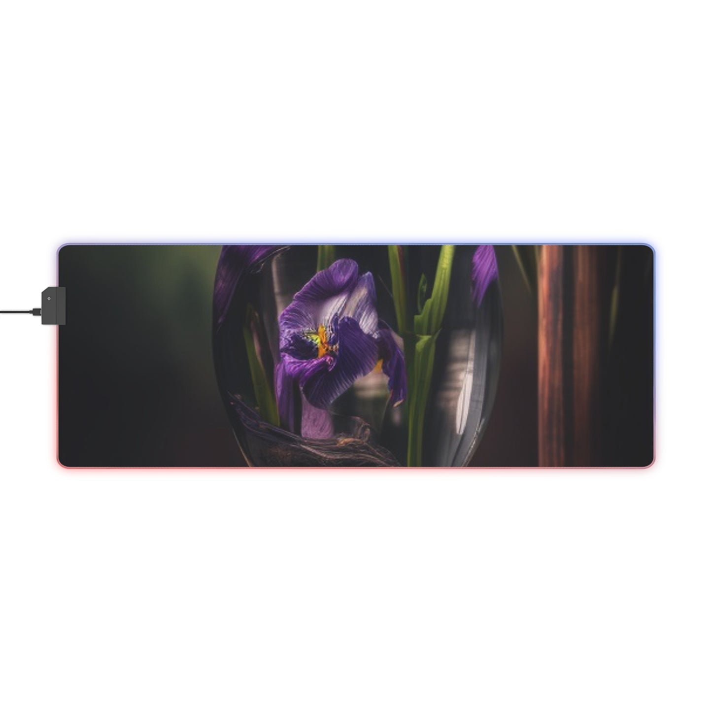 LED Gaming Mouse Pad Purple Iris in a vase 4