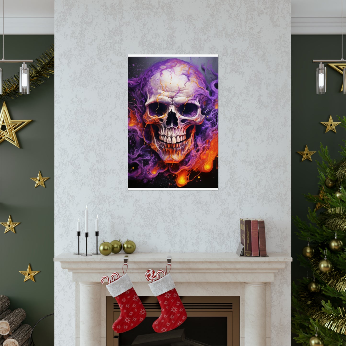 Premium Matte Vertical Posters Skull Flames 2