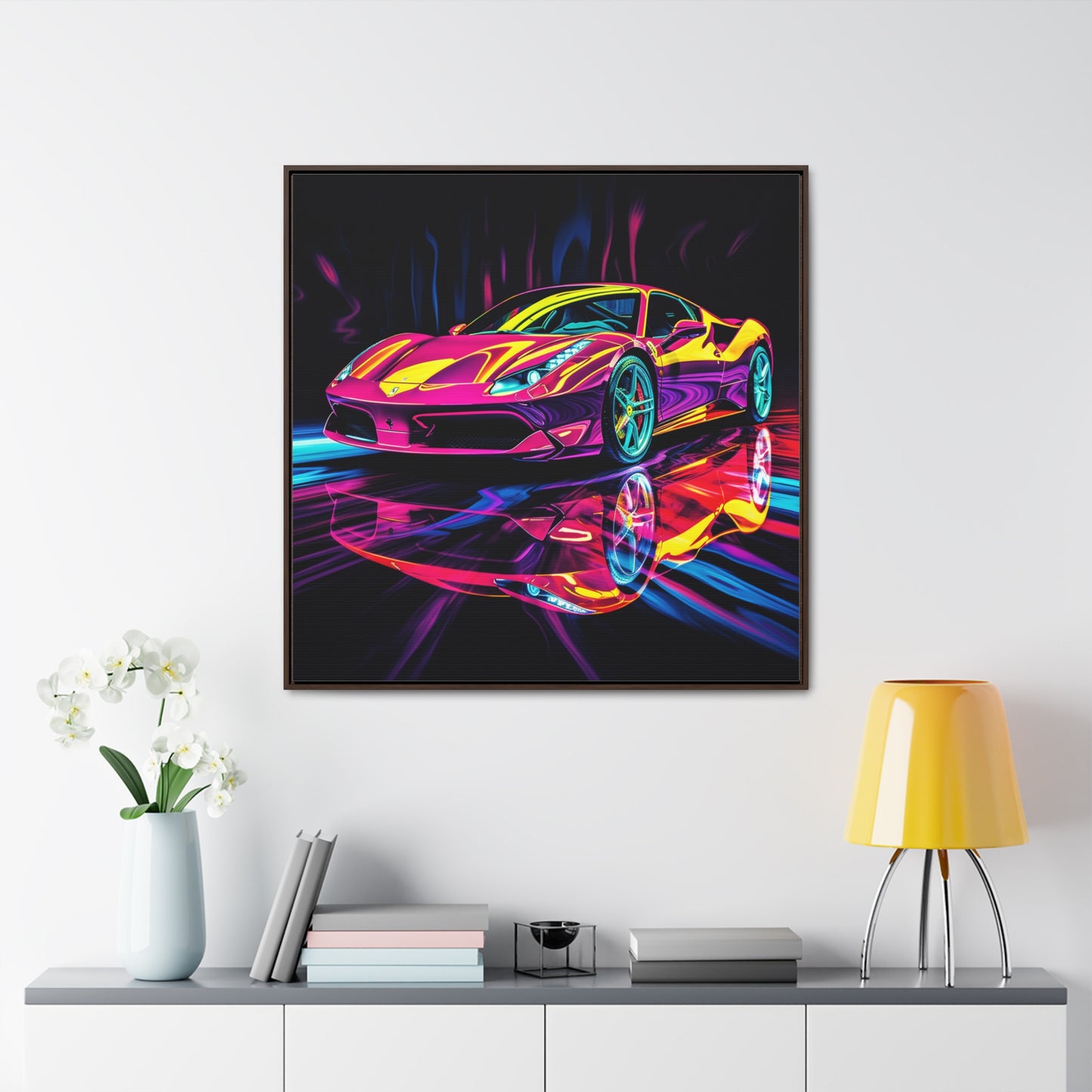 Gallery Canvas Wraps, Square Frame Pink Ferrari Macro 2