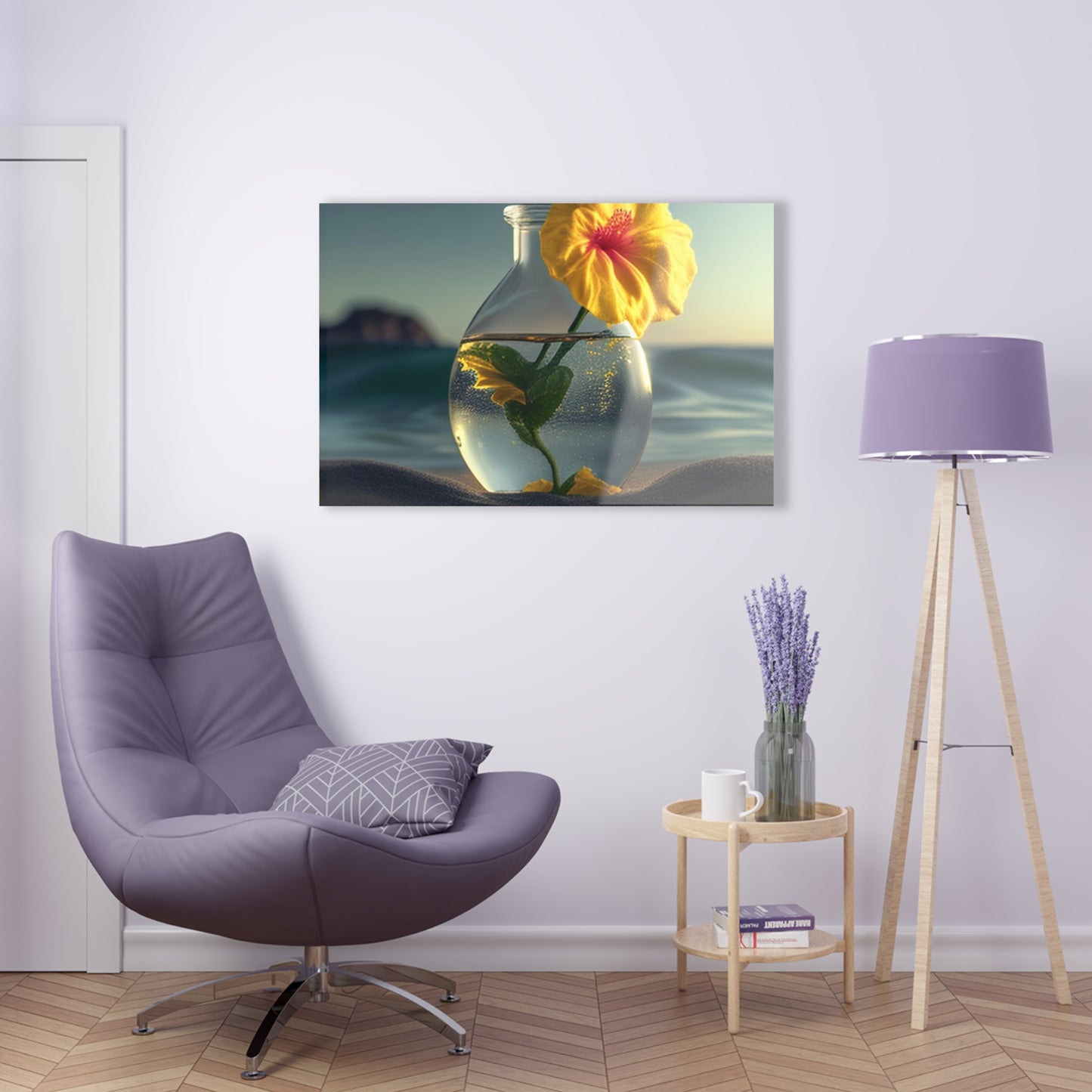 Acrylic Prints Yellow Hibiscus glass 2