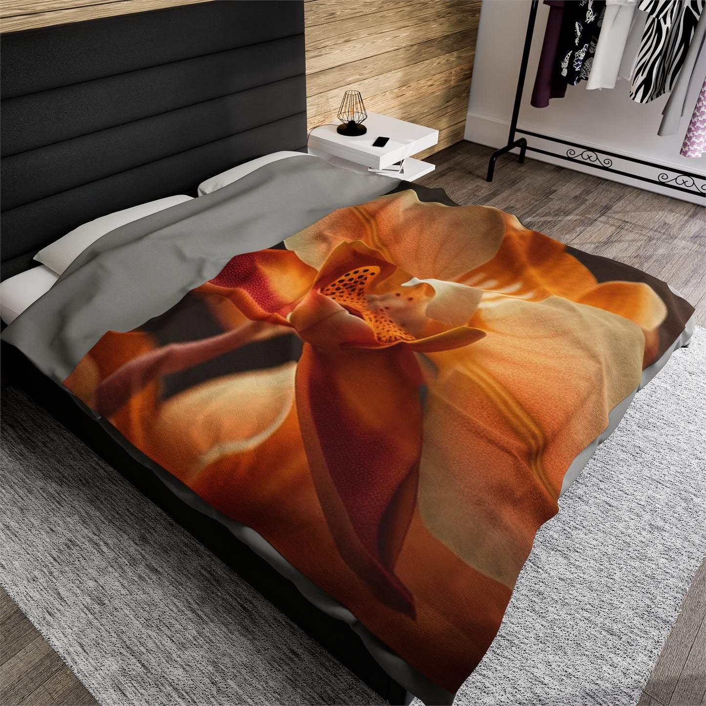 Velveteen Plush Blanket Orange Orchid 3