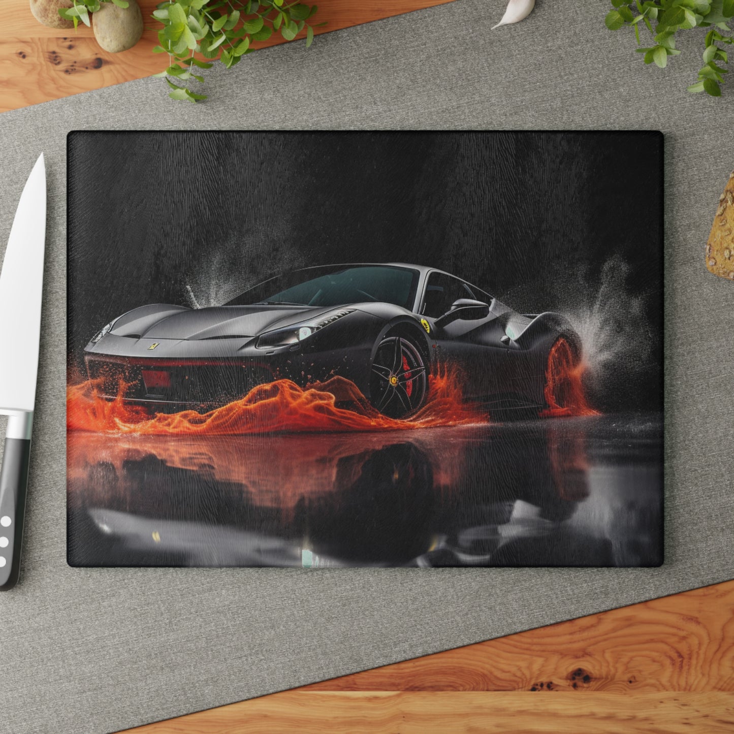 Glass Cutting Board Ferrari Water Splash 3