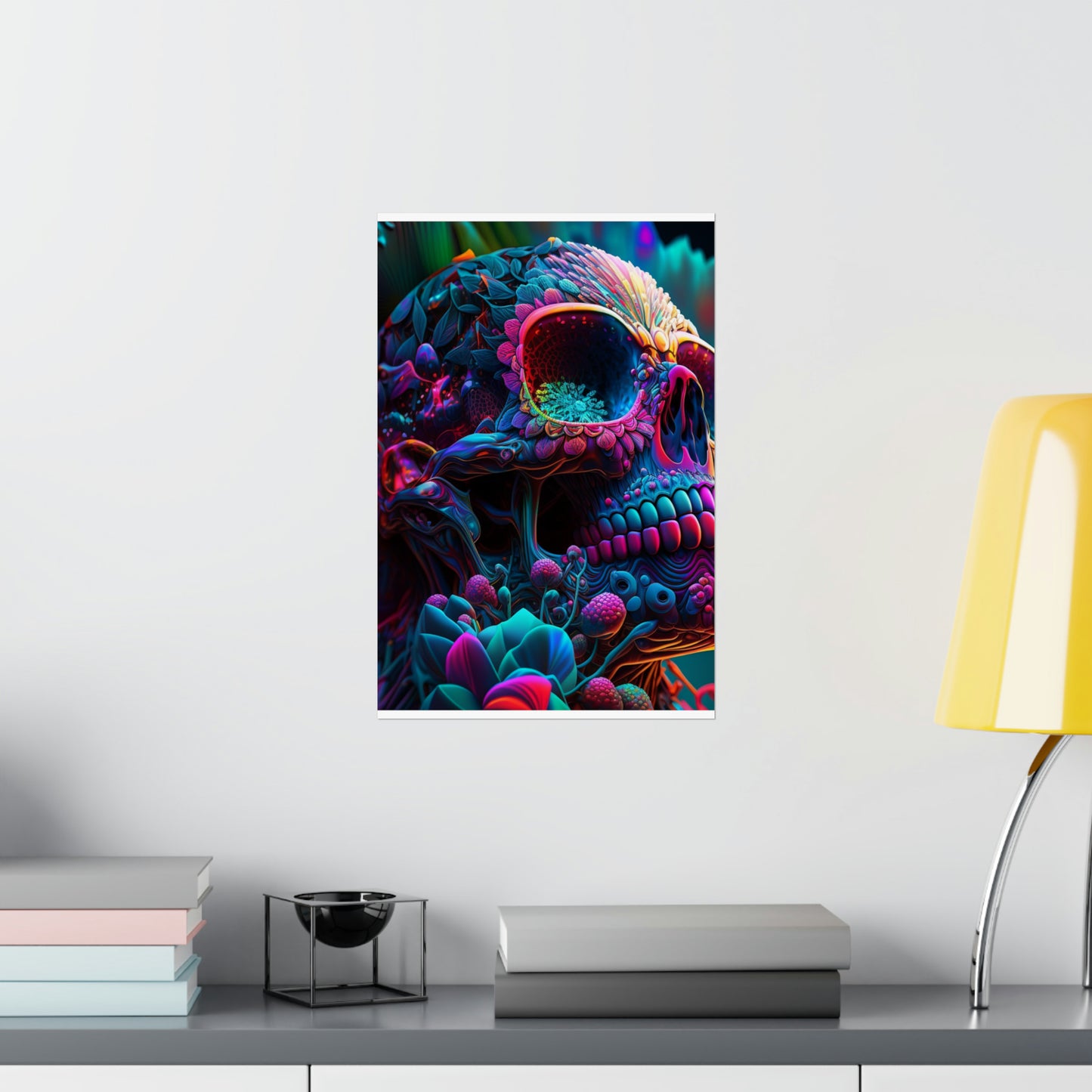 Premium Matte Vertical Posters Florescent Skull Death 3