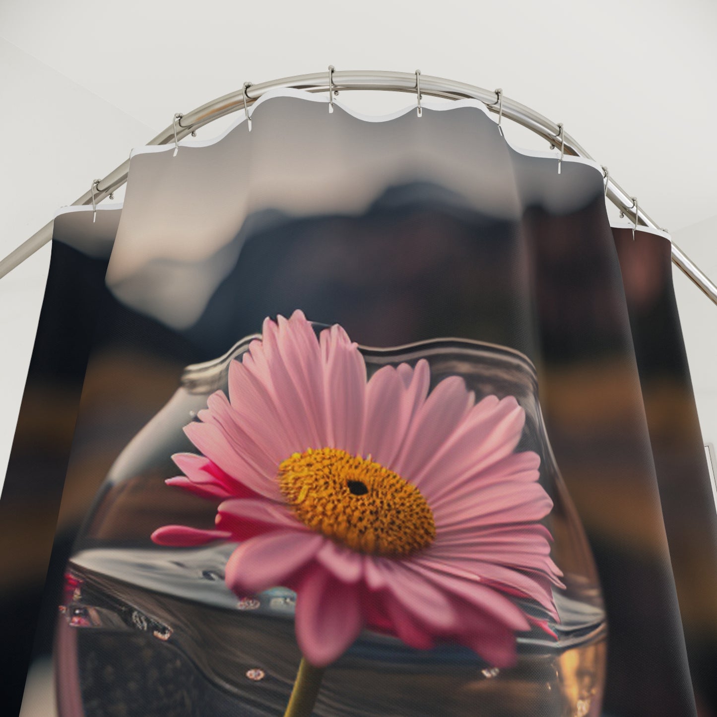 Polyester Shower Curtain Daisy in a vase 2