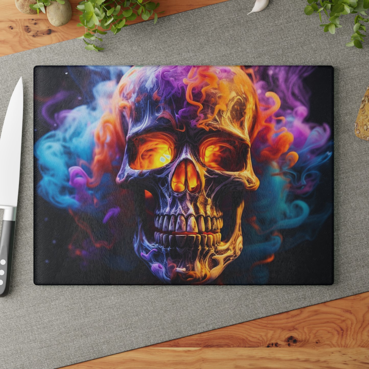 Glass Cutting Board Macro Skull 2