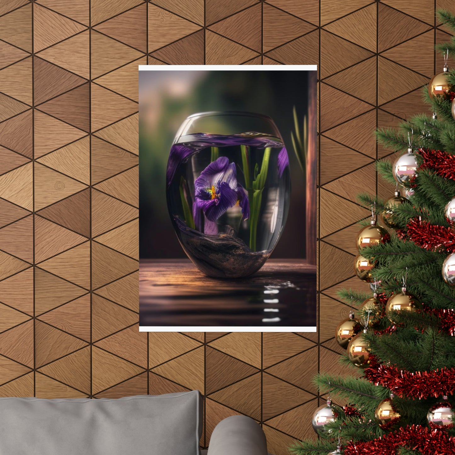 Premium Matte Vertical Posters Purple Iris in a vase 4