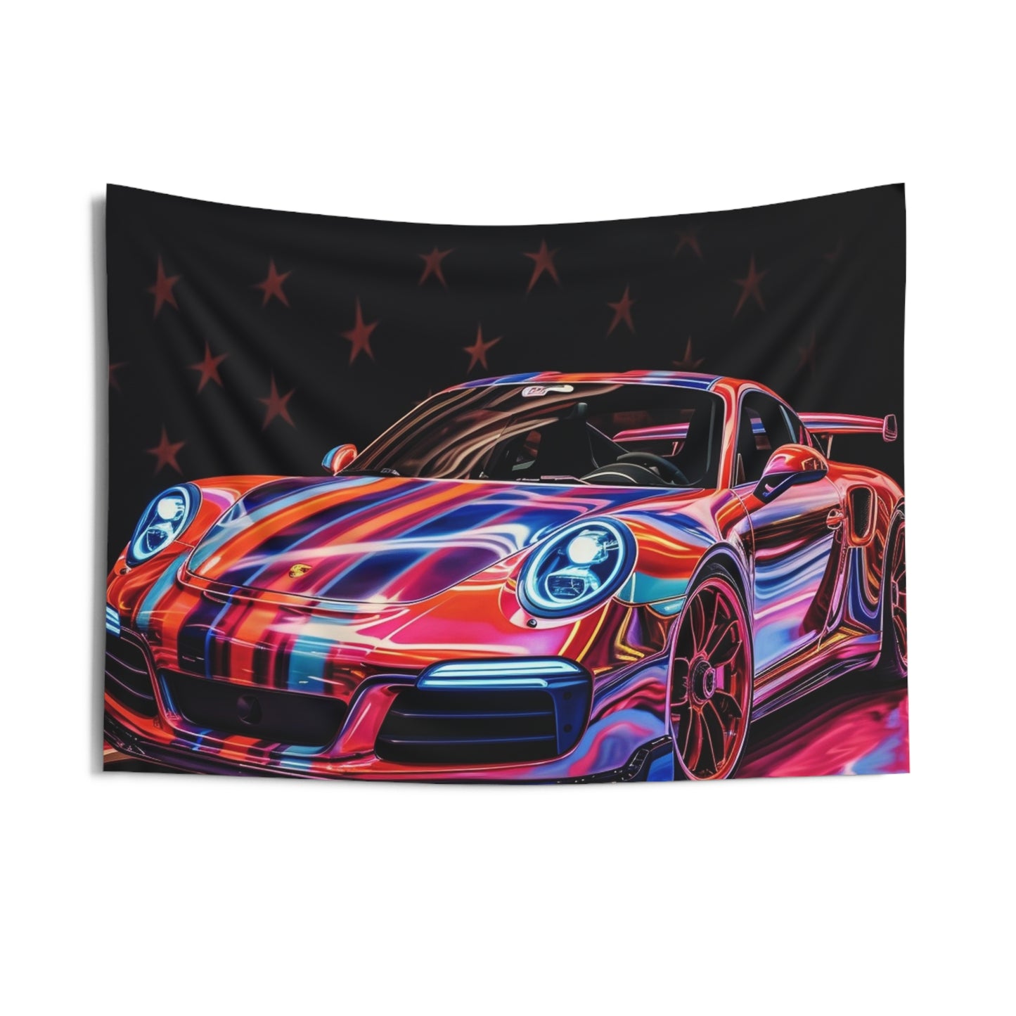 Indoor Wall Tapestries American Flag Colored Porsche 2