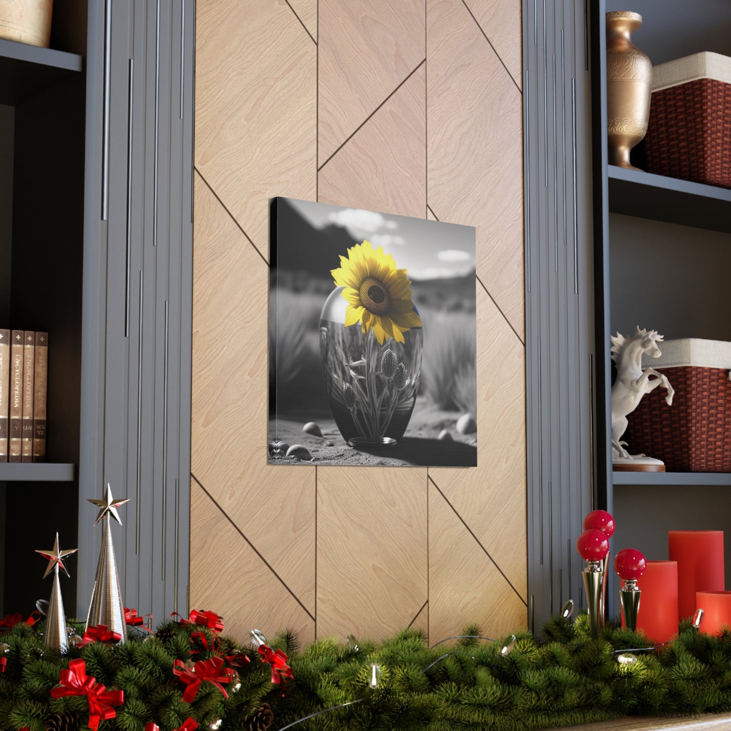 Canvas Gallery Wraps Yellw Sunflower in a vase 3