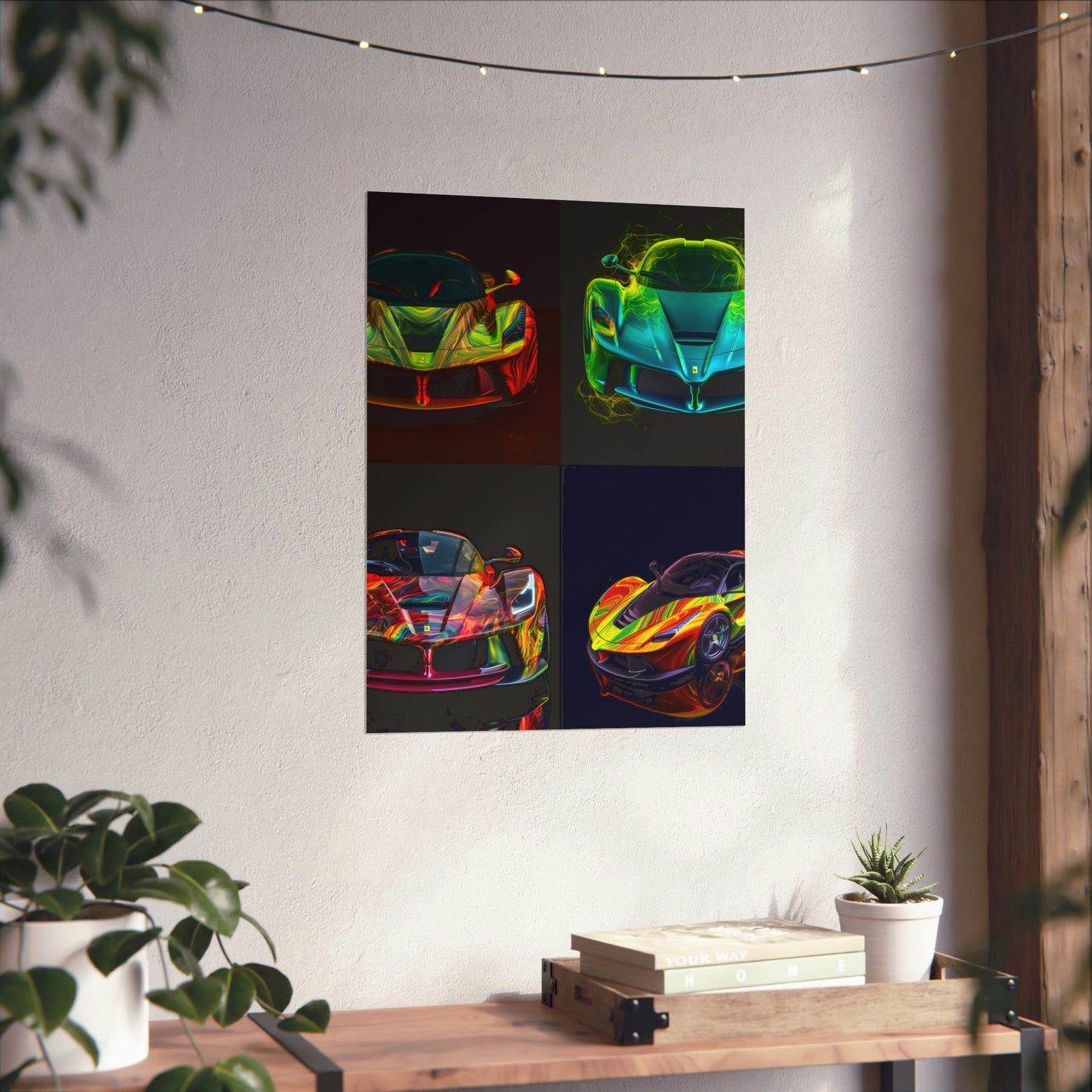 Premium Matte Vertical Posters Ferrari Neon 5