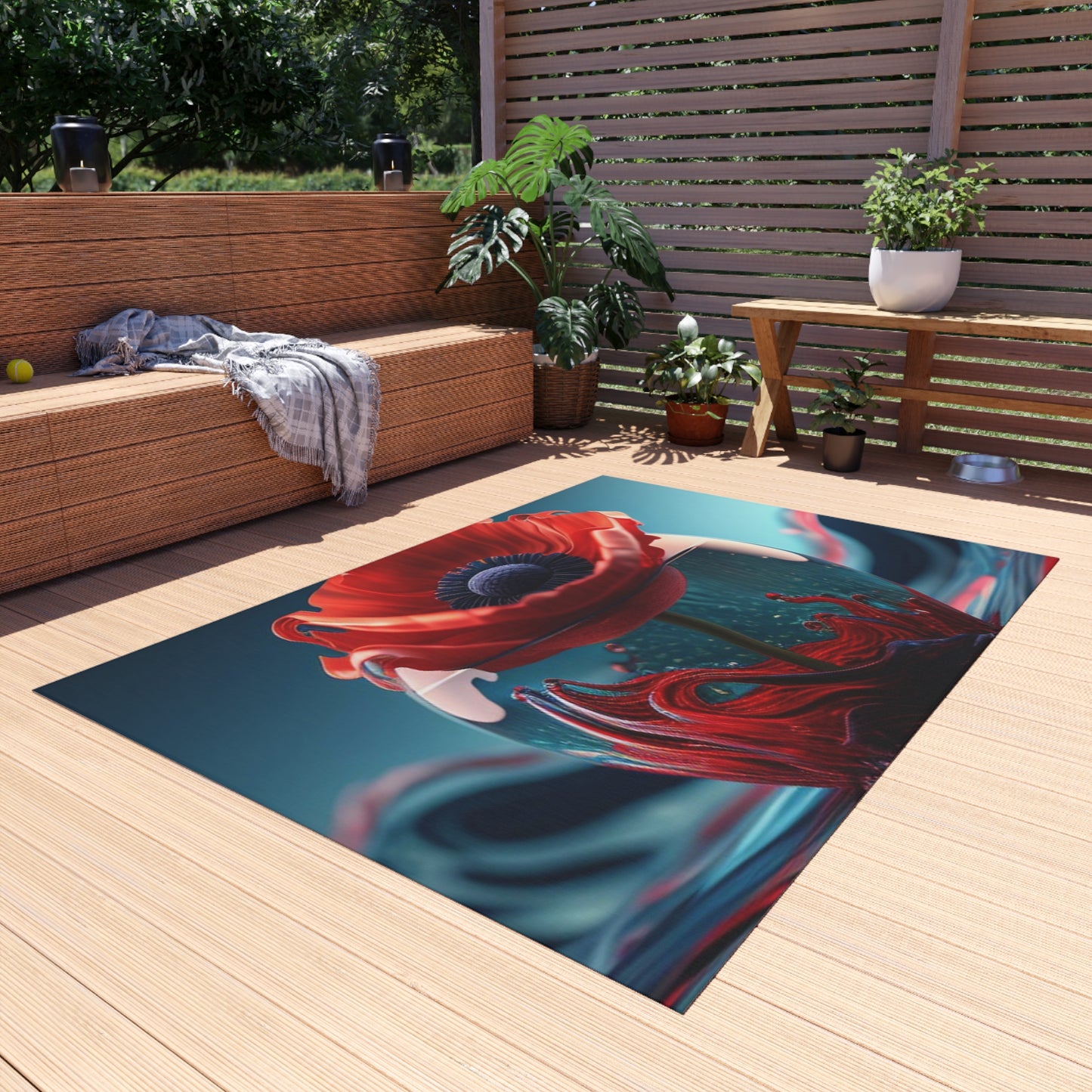 Outdoor Rug  Red Anemone in a Vase 2