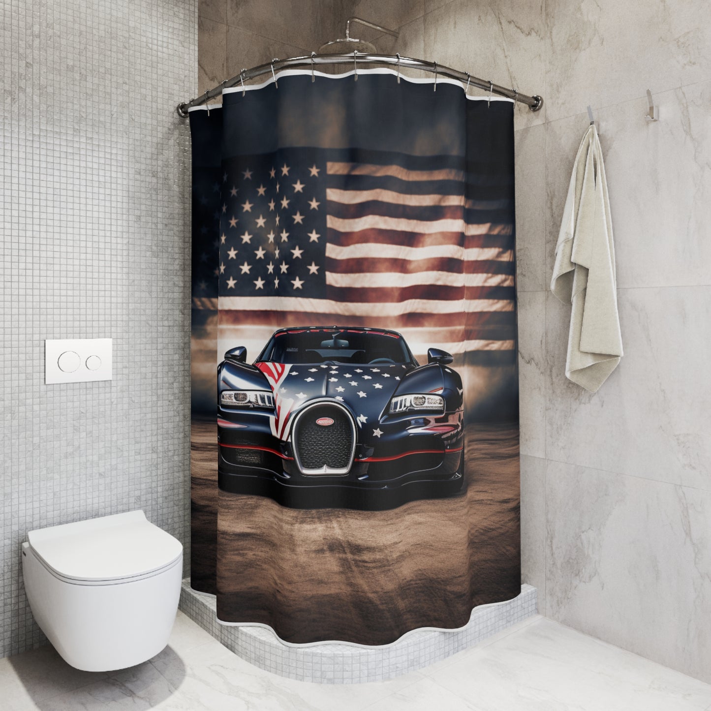Polyester Shower Curtain Bugatti American Flag 2