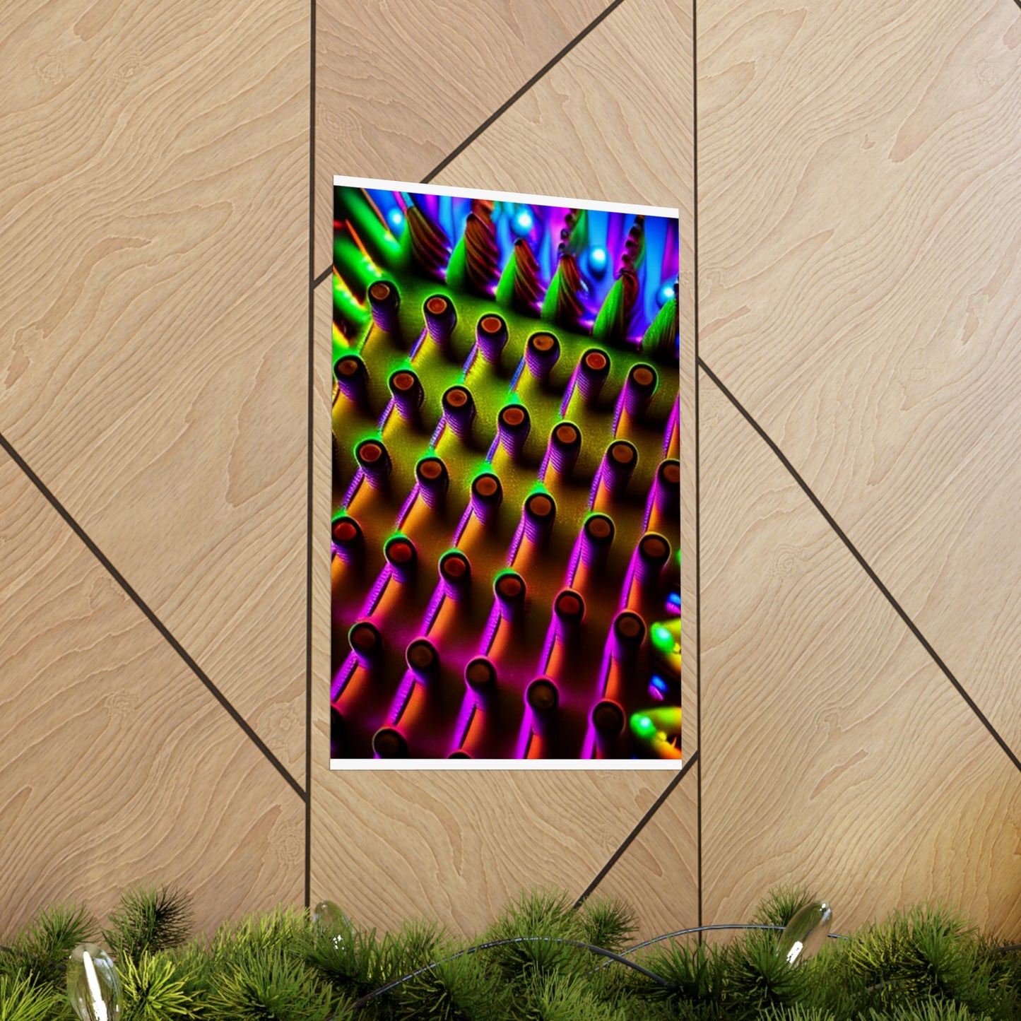 posters Macro Cactus neon square 1