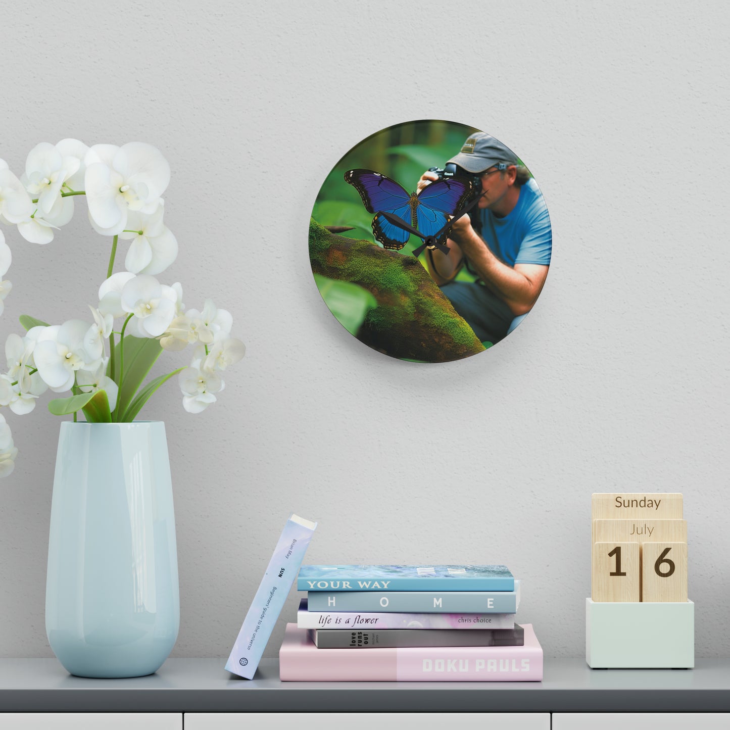 Acrylic Wall Clock Jungle Butterfly 4