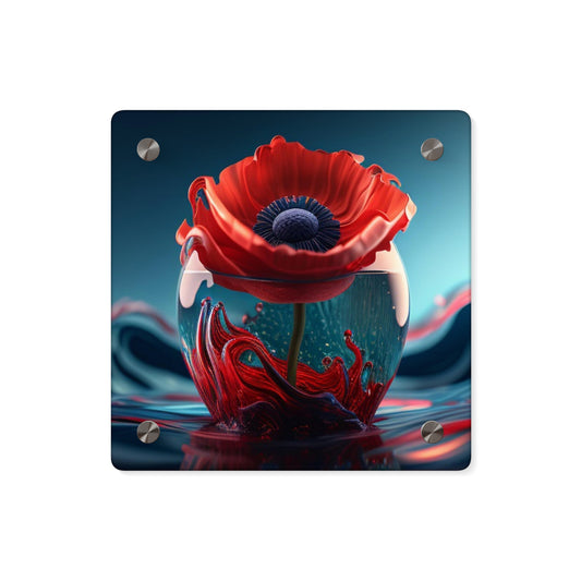 Acrylic Wall Art Panels Red Anemone in a Vase 2