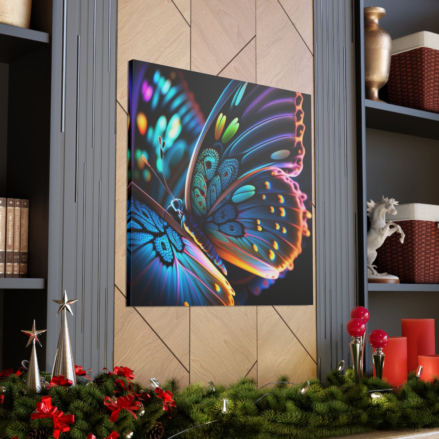 Canvas Gallery Wraps Neon Butterfly Macro 2