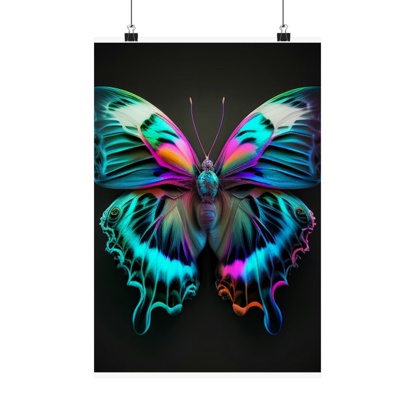 Premium Matte Vertical Posters Neon Butterfly Fusion 4