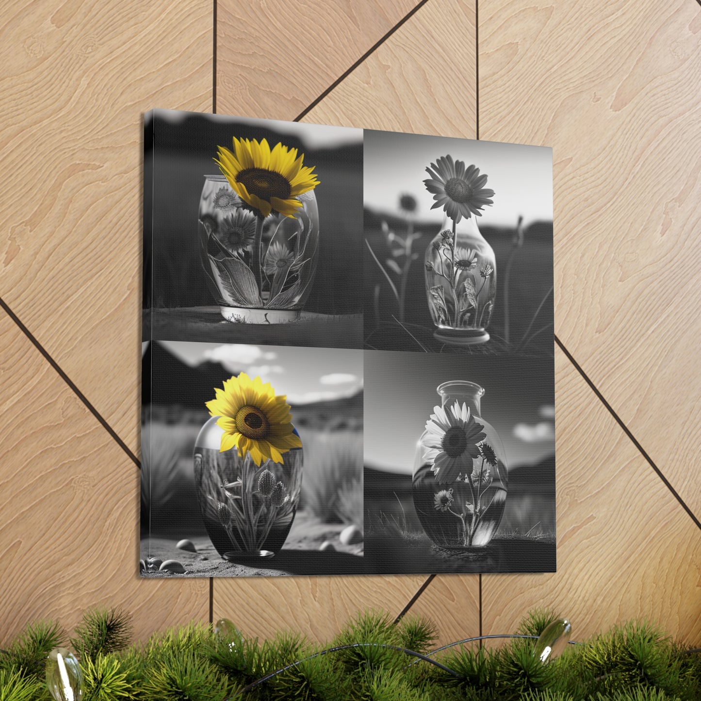 Canvas Gallery Wraps Yellw Sunflower in a vase 5