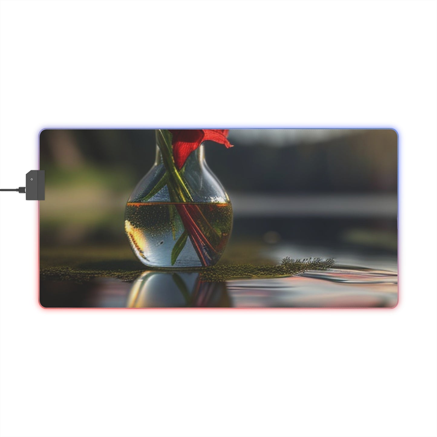 LED Gaming Mouse Pad Red Lily in a Glass vase 3