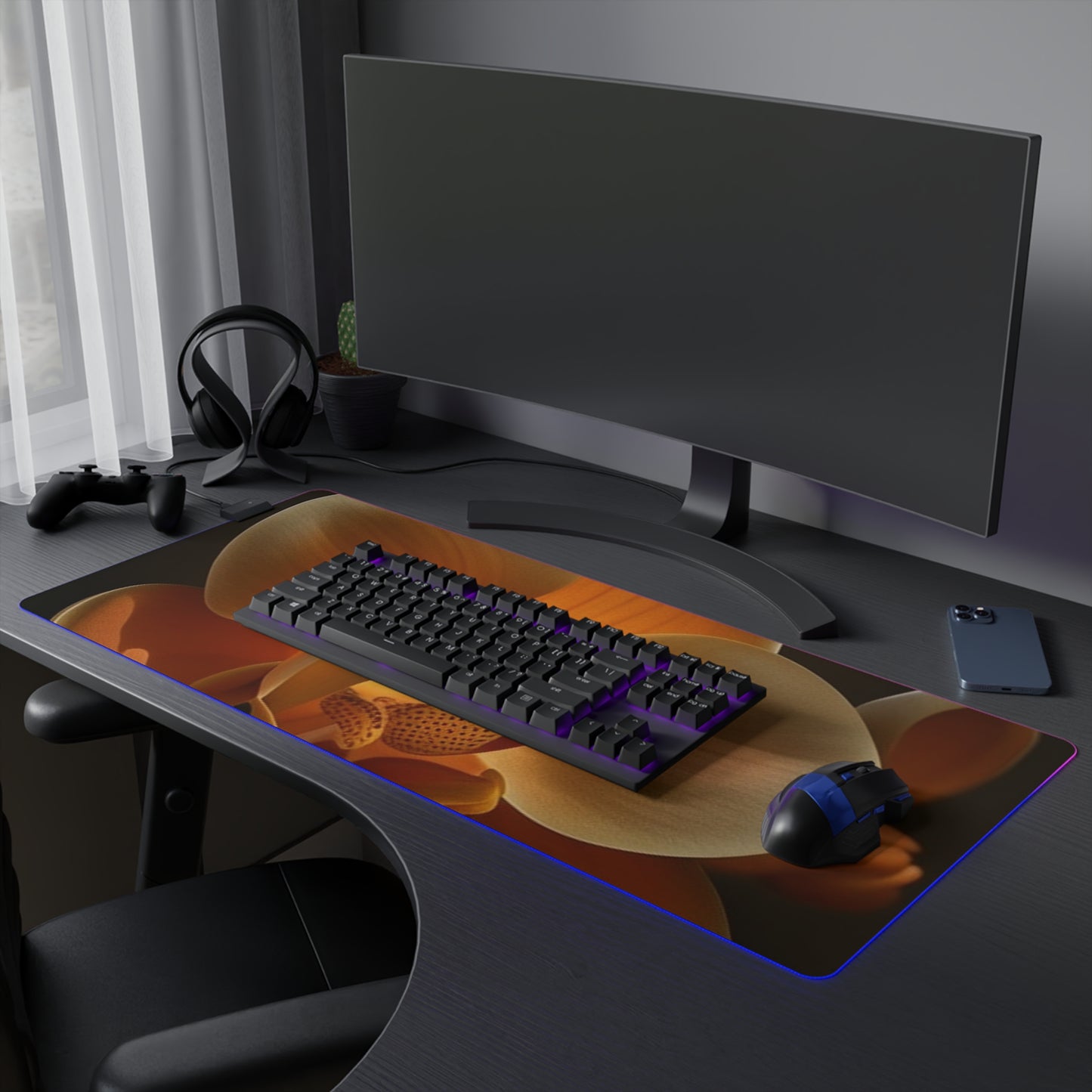 LED Gaming Mouse Pad Orange Orchid 4