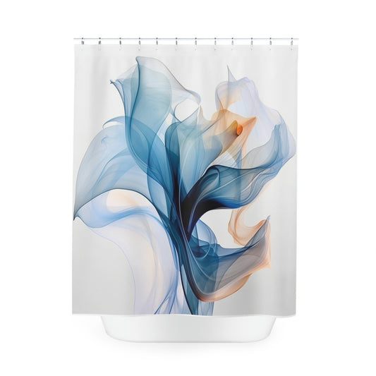 Polyester Shower Curtain Blue Tluip Abstract 3