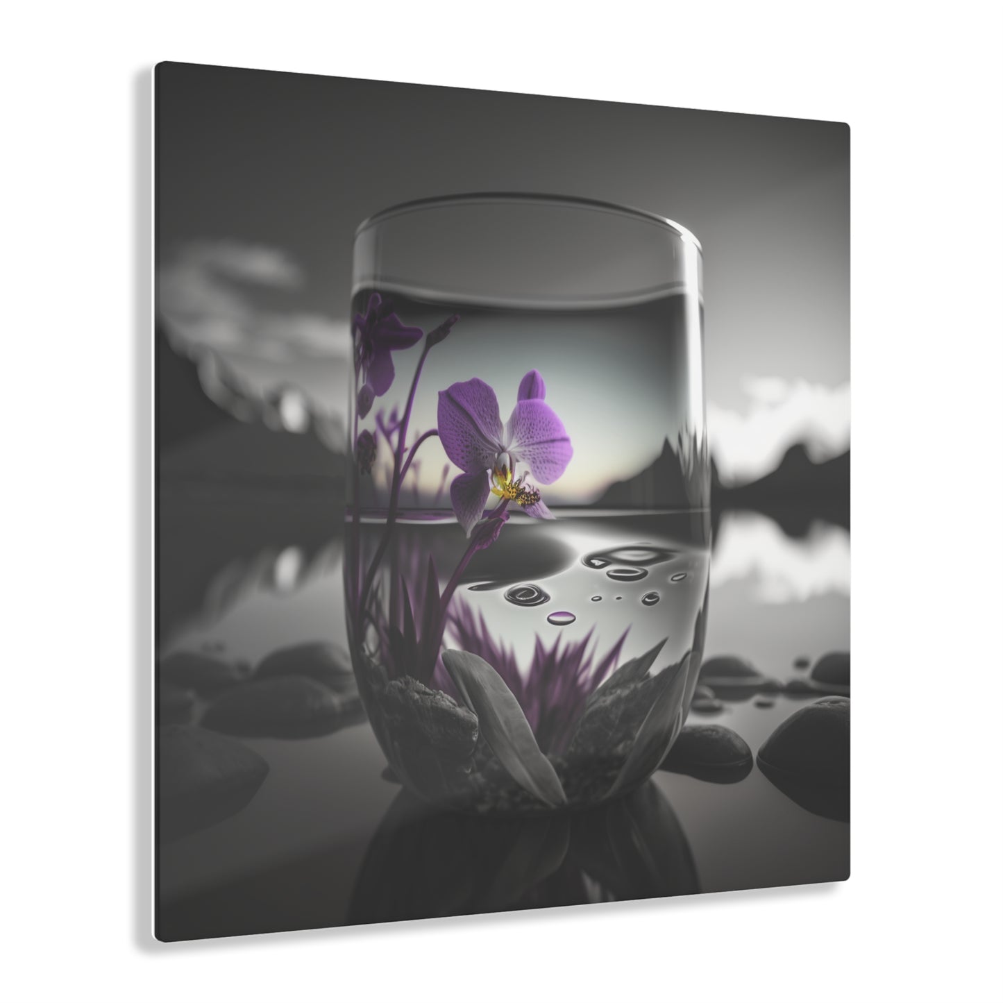 Acrylic Prints Purple Orchid Glass vase 2