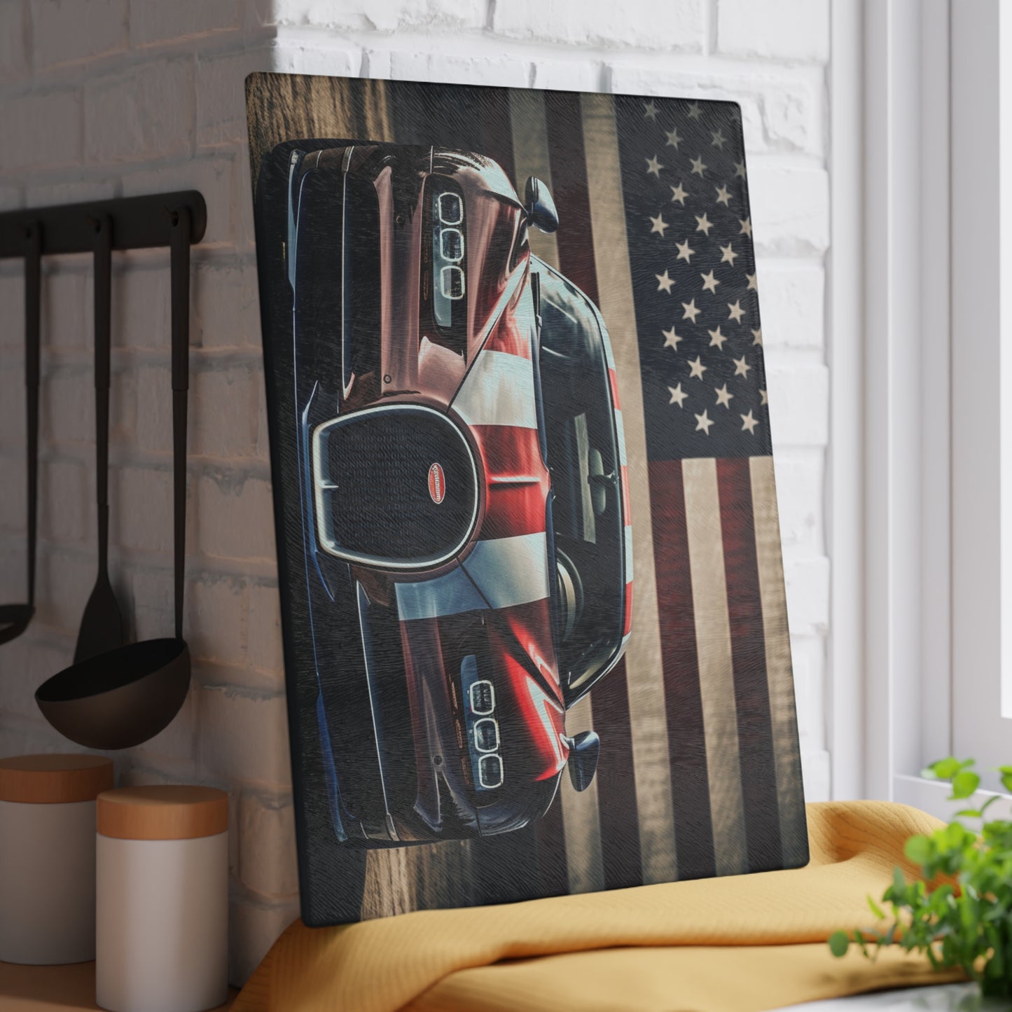 Glass Cutting Board Bugatti Flag 1