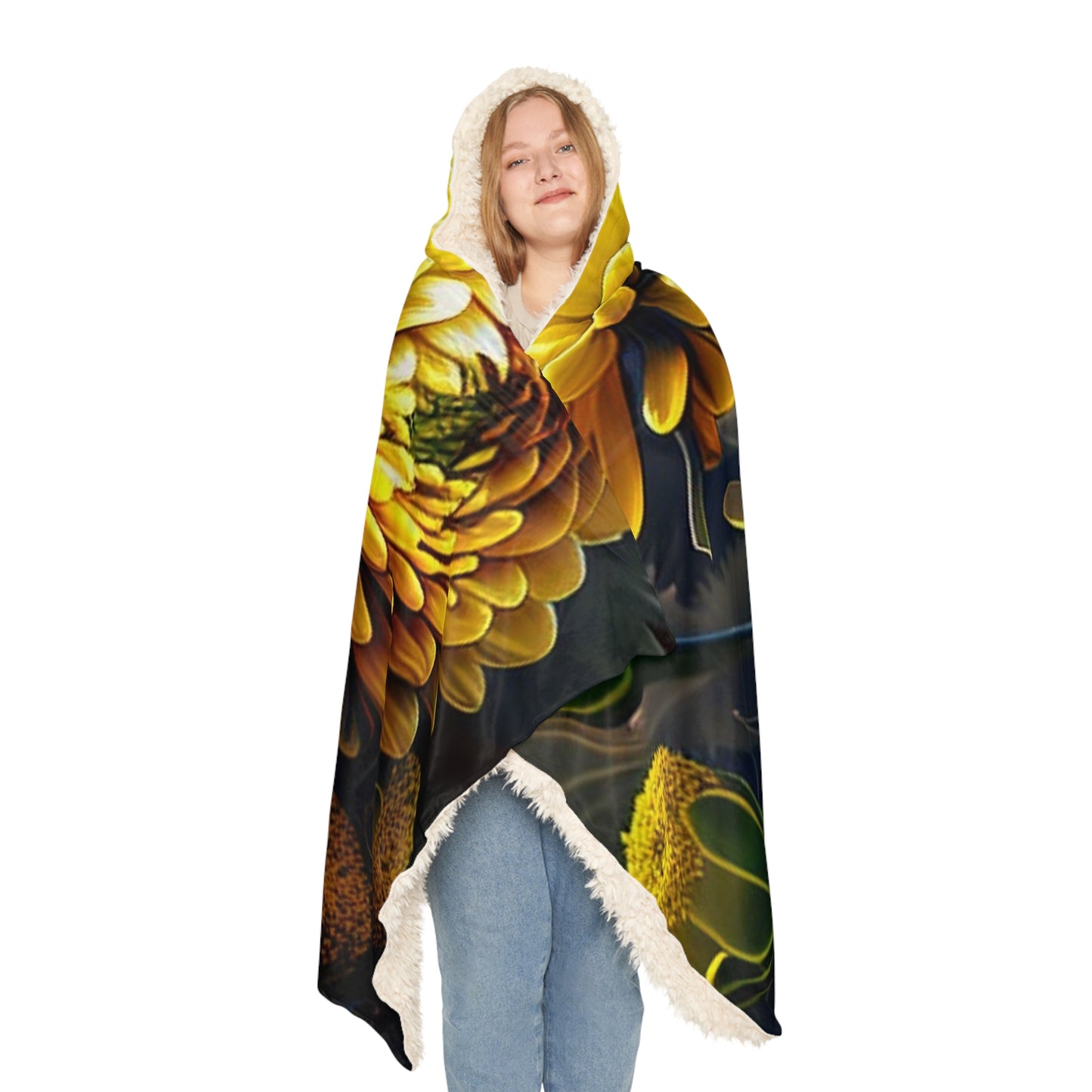Snuggle Hooded Blanket Yellow Hermosas Flores Amarillas 3