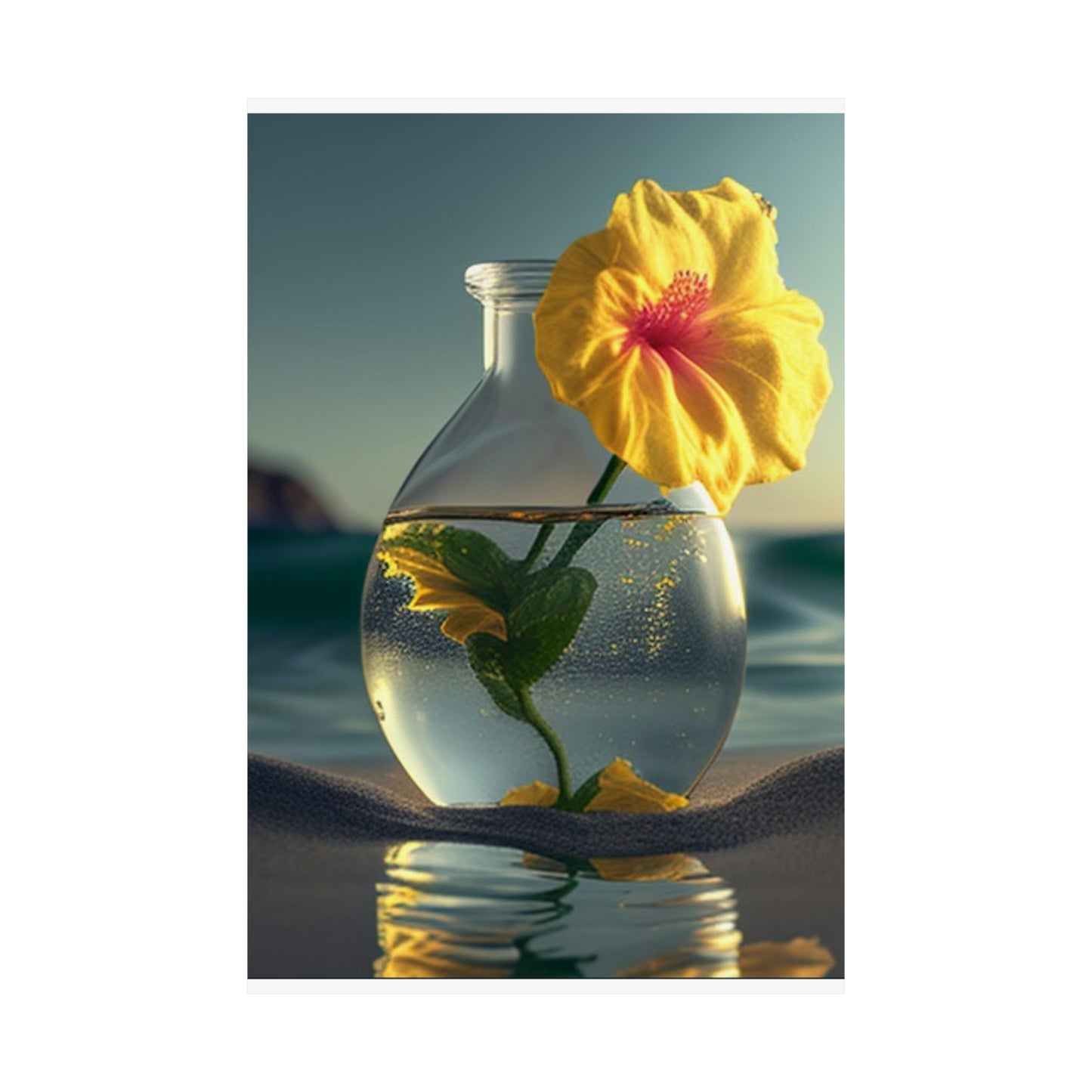 Premium Matte Vertical Posters Yellow Hibiscus glass 2