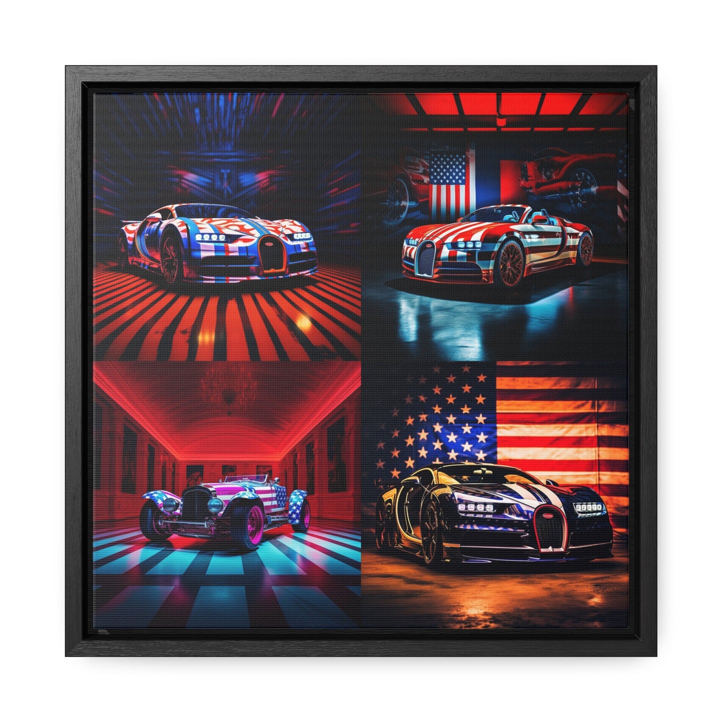 Gallery Canvas Wraps, Square Frame Macro Bugatti American Flag 5