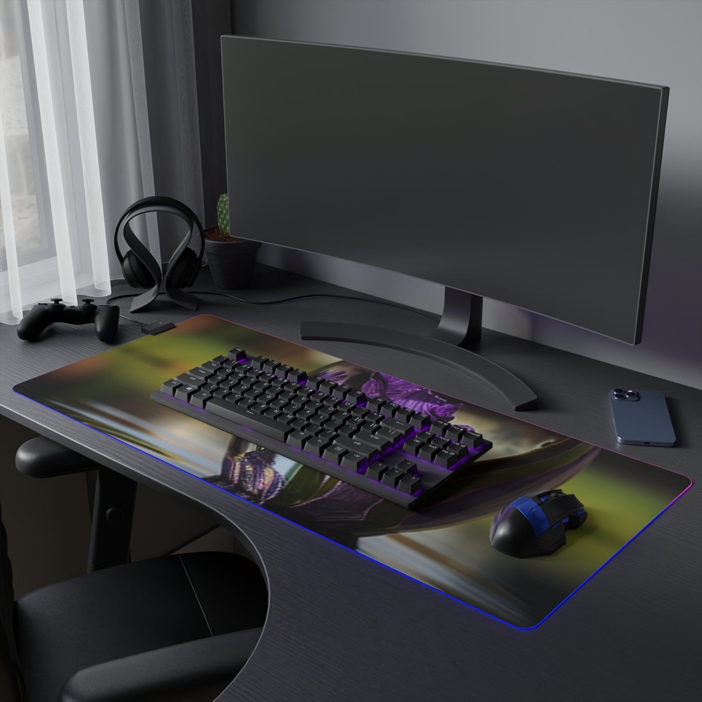 LED Gaming Mouse Pad Purple Iris in a vase 3