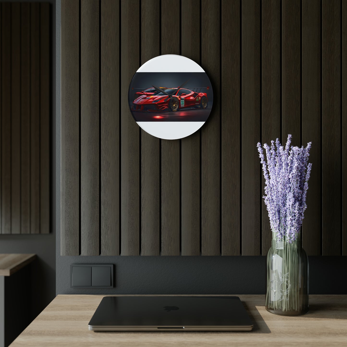 Acrylic Wall Clock Ferrari Red 2