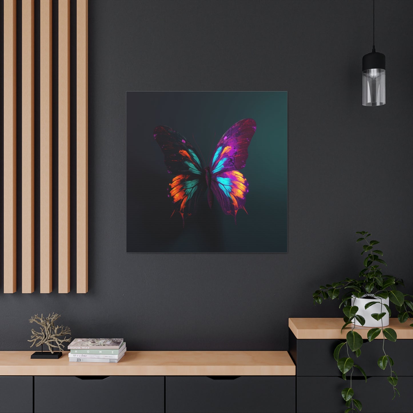 Canvas Gallery Wraps Hyper Colorful Butterfly Purple 2