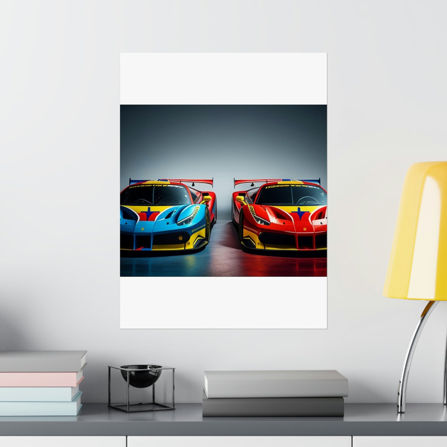 Premium Matte Vertical Posters Ferrari Red Blue 2