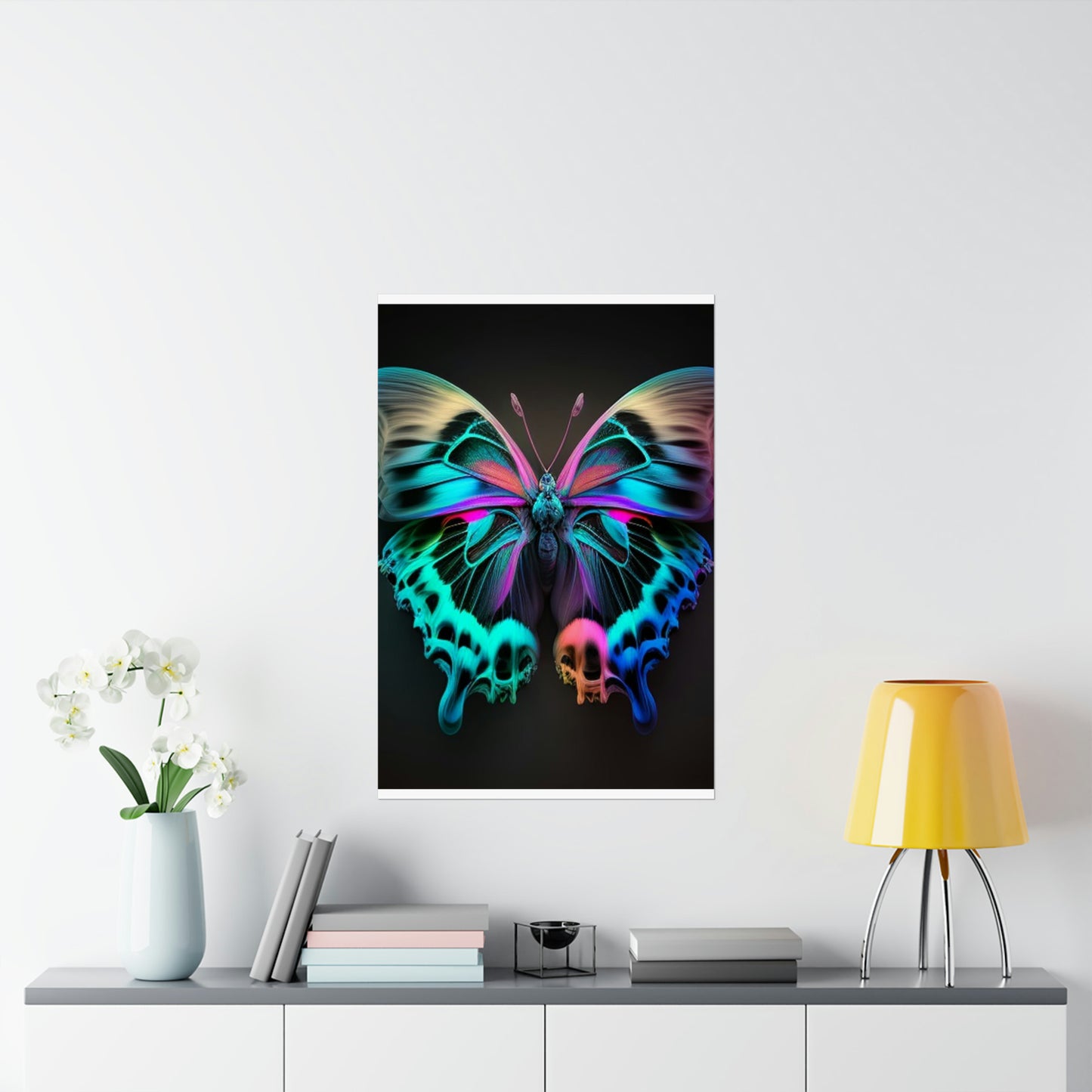 Premium Matte Vertical Posters Neon Butterfly Fusion 2