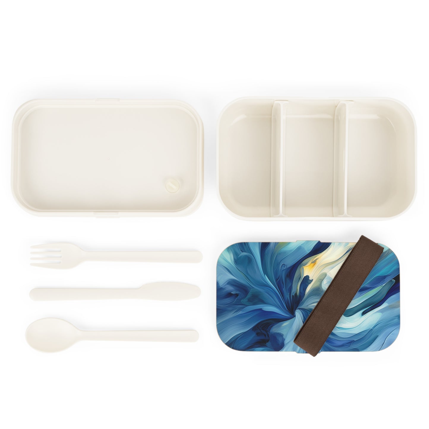 Bento Lunch Box Blue Tluip Abstract 4