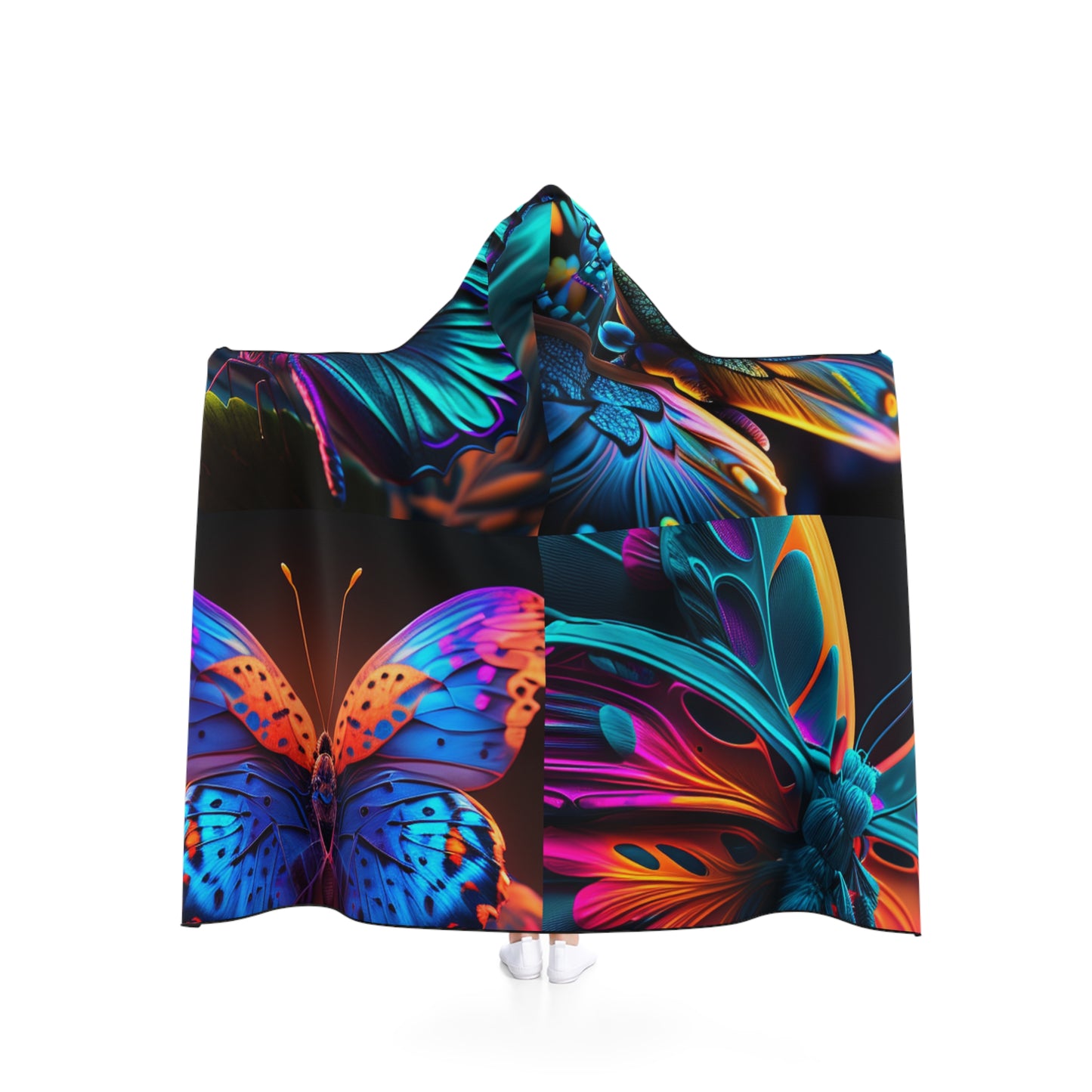 Hooded Blanket Neon Butterfly Macro 5