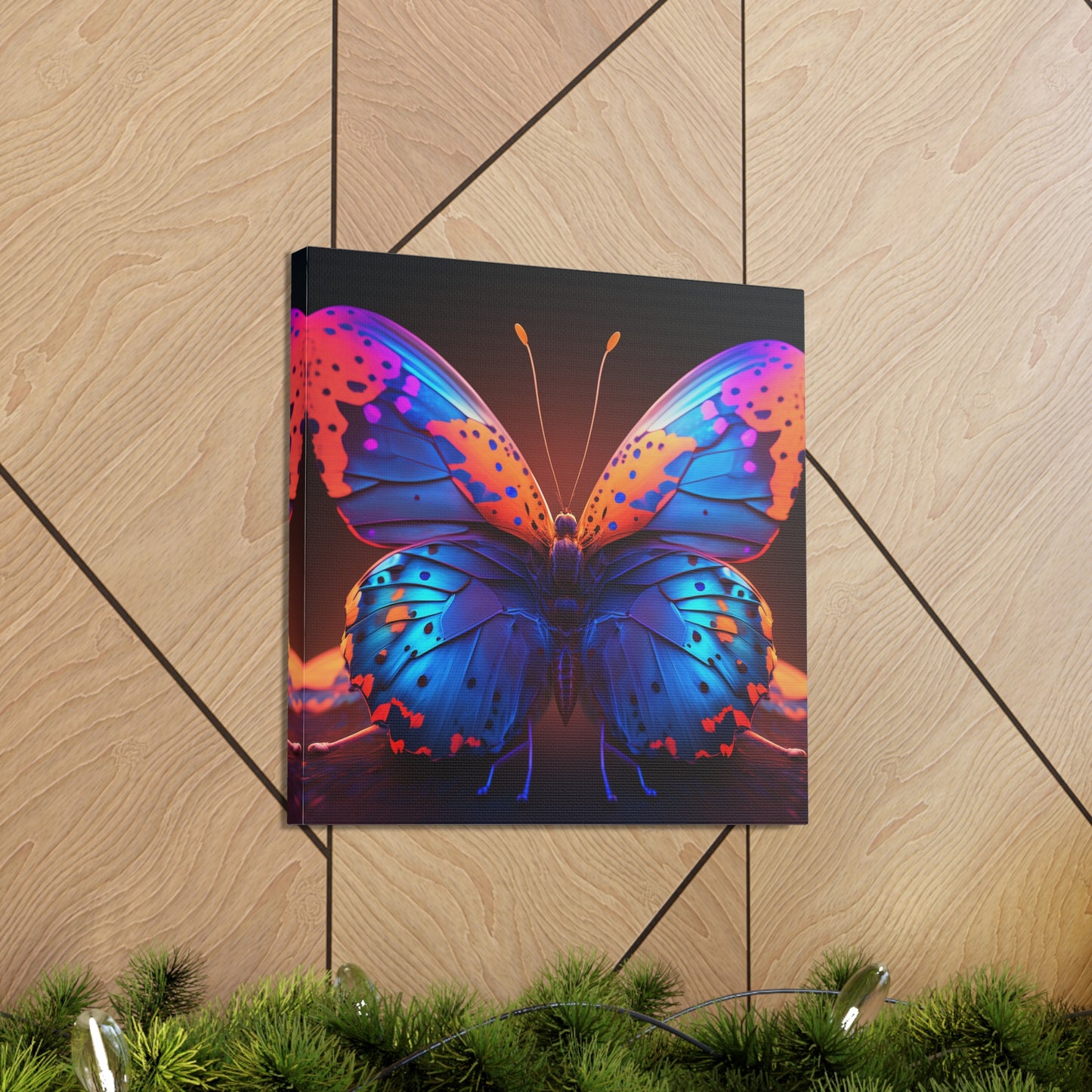 Canvas Gallery Wraps Neon Butterfly Macro 3