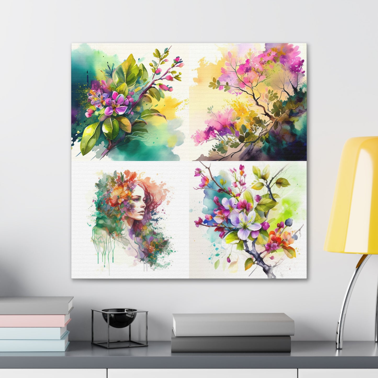 Canvas Gallery Wraps Mother Nature Bright Spring Colors Realistic Watercolor 5