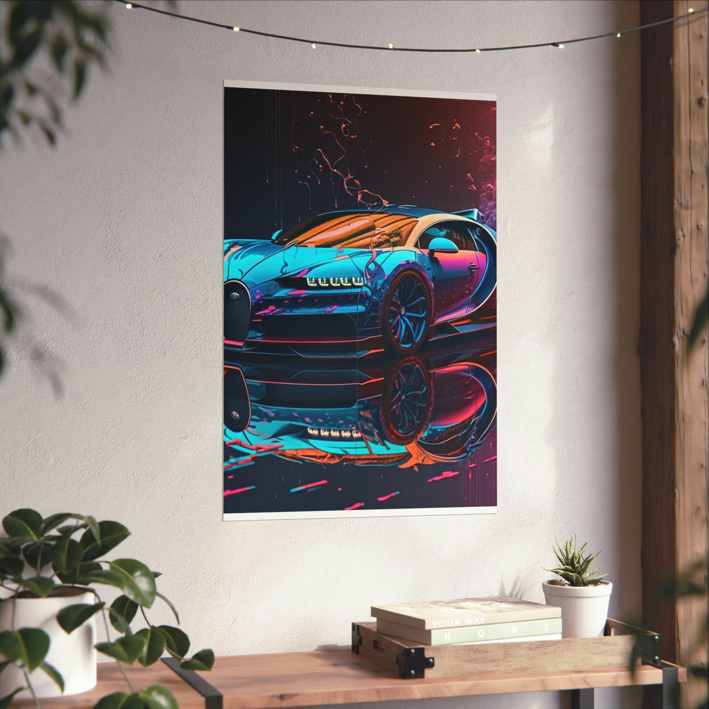 Premium Matte Vertical Posters Bugatti Neon Chiron 4