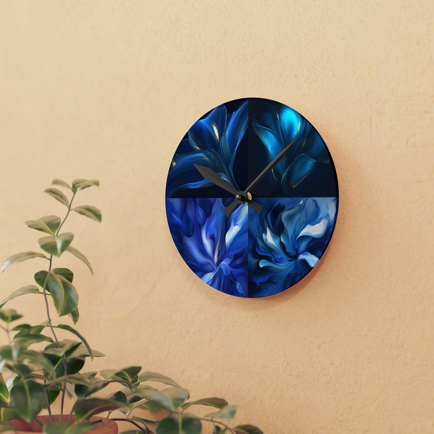 Acrylic Wall Clock Abstract Blue Tulip 5