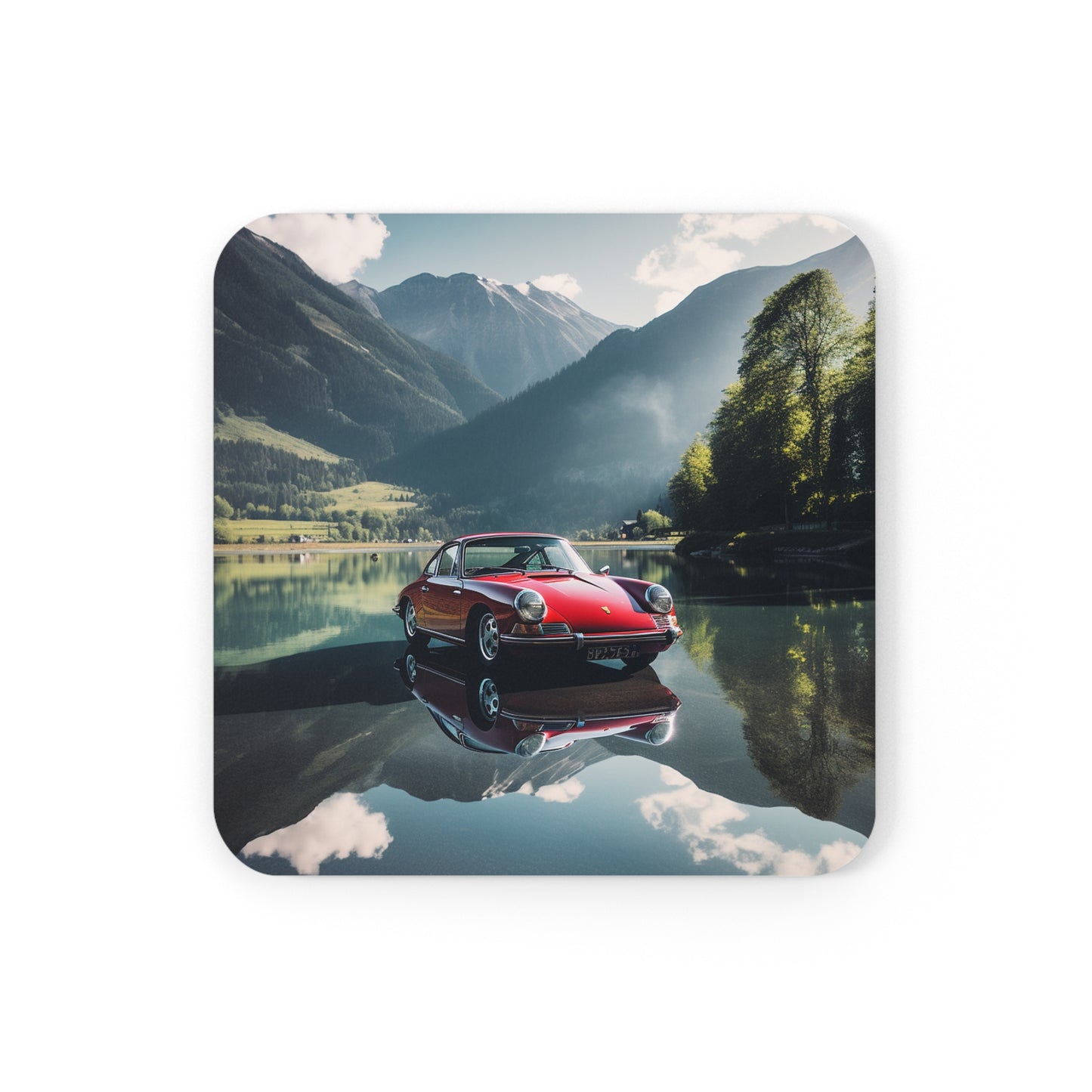 Cork Back Coaster Porsche Lake 3