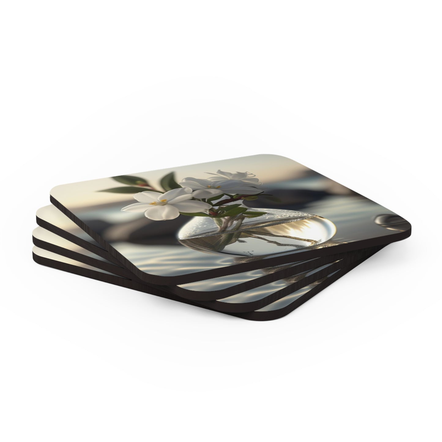 Corkwood Coaster Set Jasmine glass vase 1