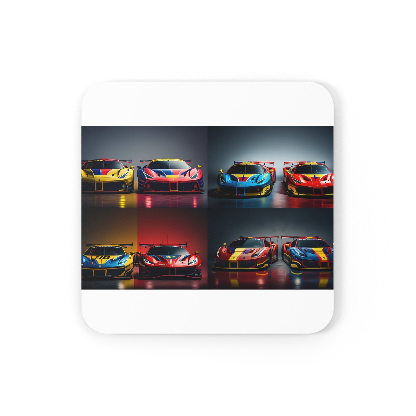 Corkwood Coaster Set Ferrari Red Blue 5