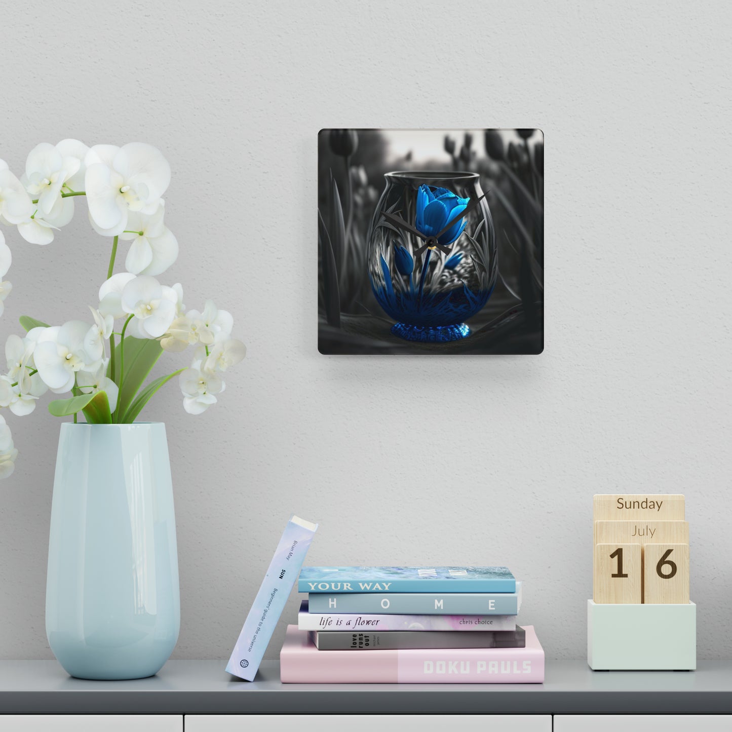 Acrylic Wall Clock Tulip Blue 3