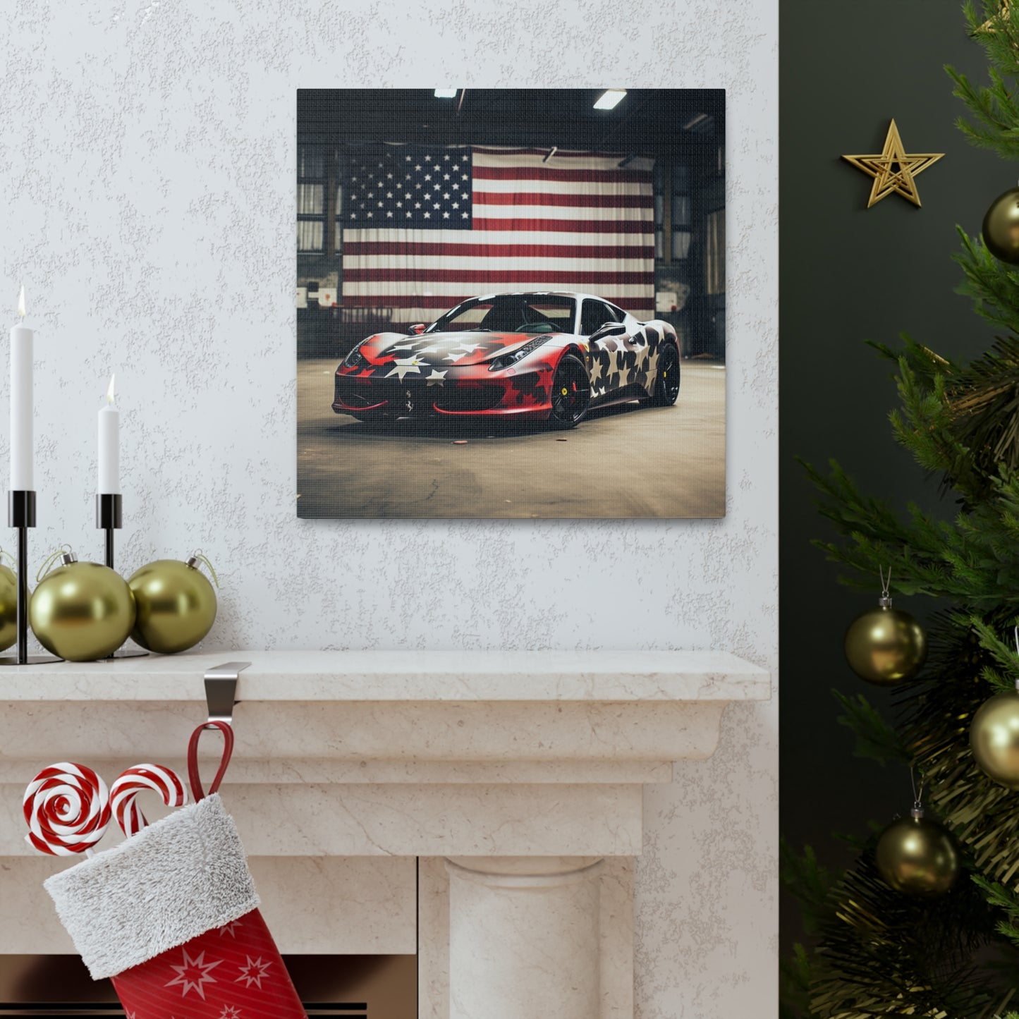 Canvas Gallery Wraps American Flag Farrari 1