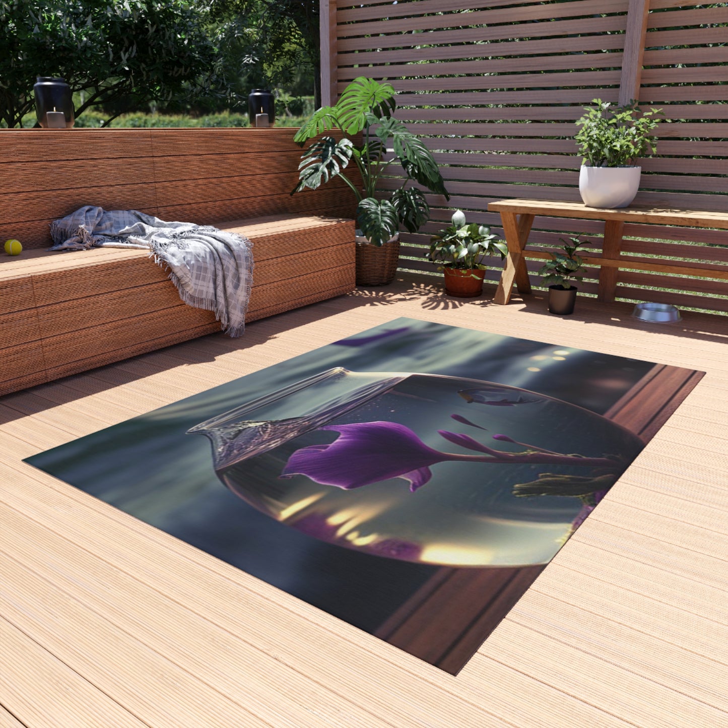 Outdoor Rug  Purple Sweet pea in a vase 1