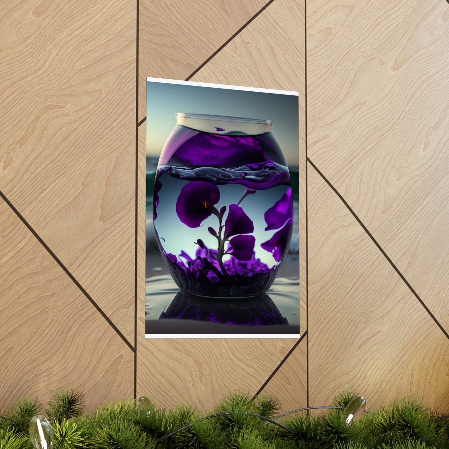 Premium Matte Vertical Posters Purple Sweet pea in a vase 4