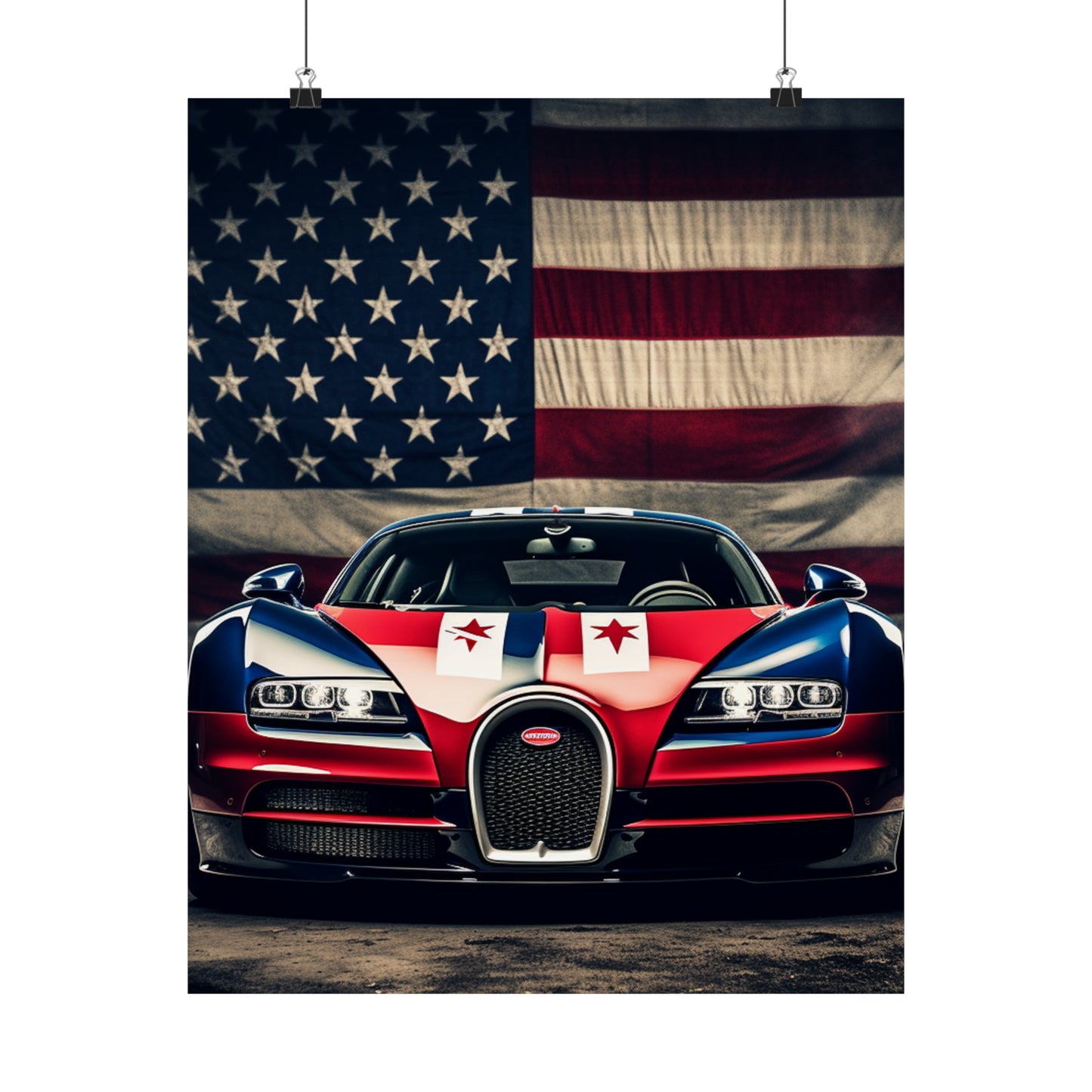 Premium Matte Vertical Posters Bugatti American Flag 3