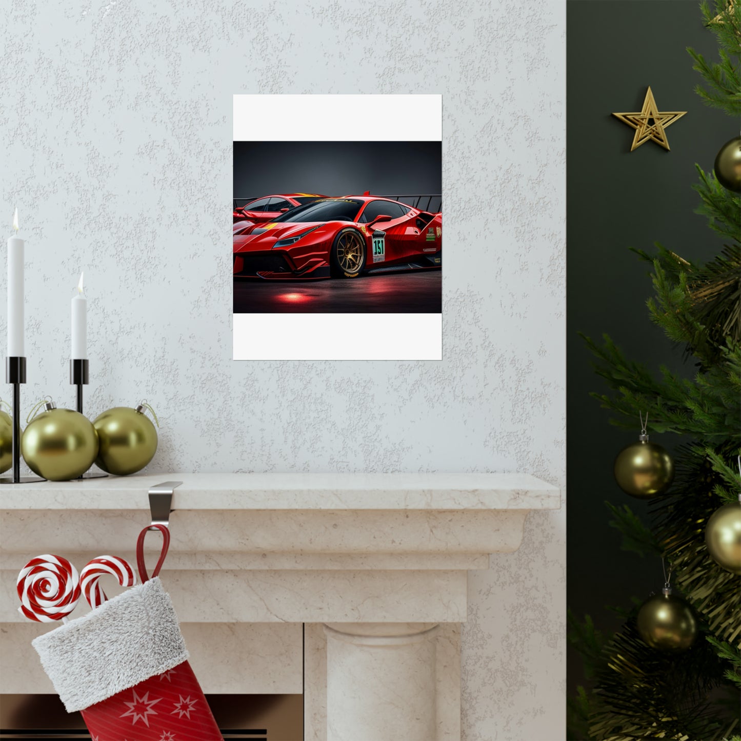 Premium Matte Vertical Posters Ferrari Red 2